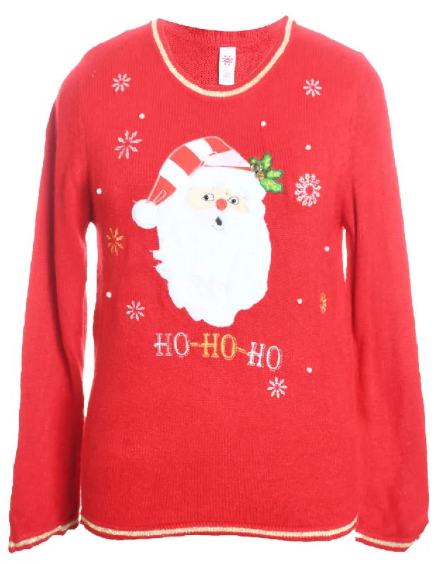 Santa Claus Christmas Jumper - M Transparent Opaque Sheer