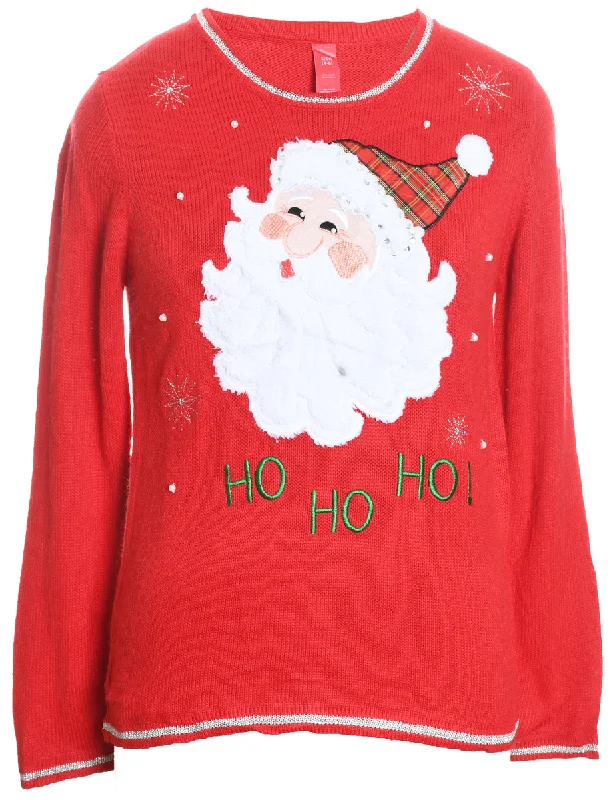 Santa Claus Christmas Jumper - S Sequined Glittery Shiny