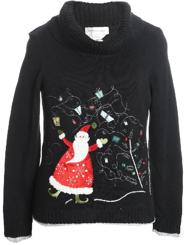Santa Claus Christmas Jumper - S Graphic Sweater Embroidered Appliqued