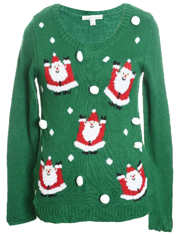 Santa Claus Christmas Jumper - S Striped Floral Plaid