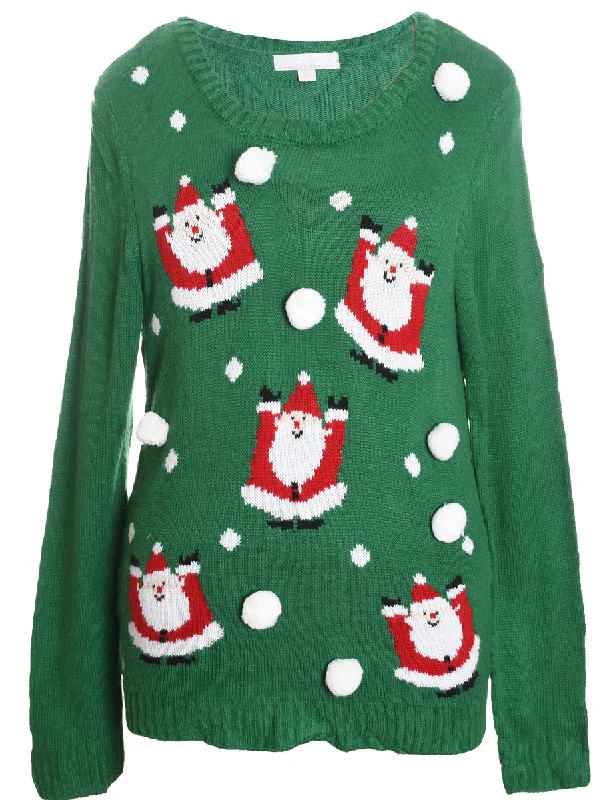Santa Claus Christmas Jumper - XL Print Jacquard Patchwork