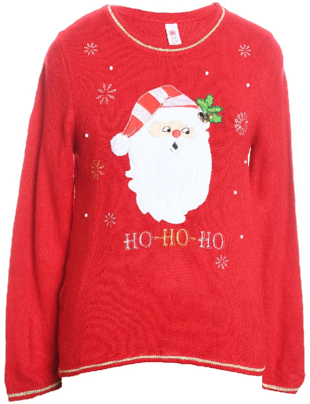Santa Claus Design Red Knit Christmas Jumper - S Wool Sweater Cotton Sweater Cashmere Sweater