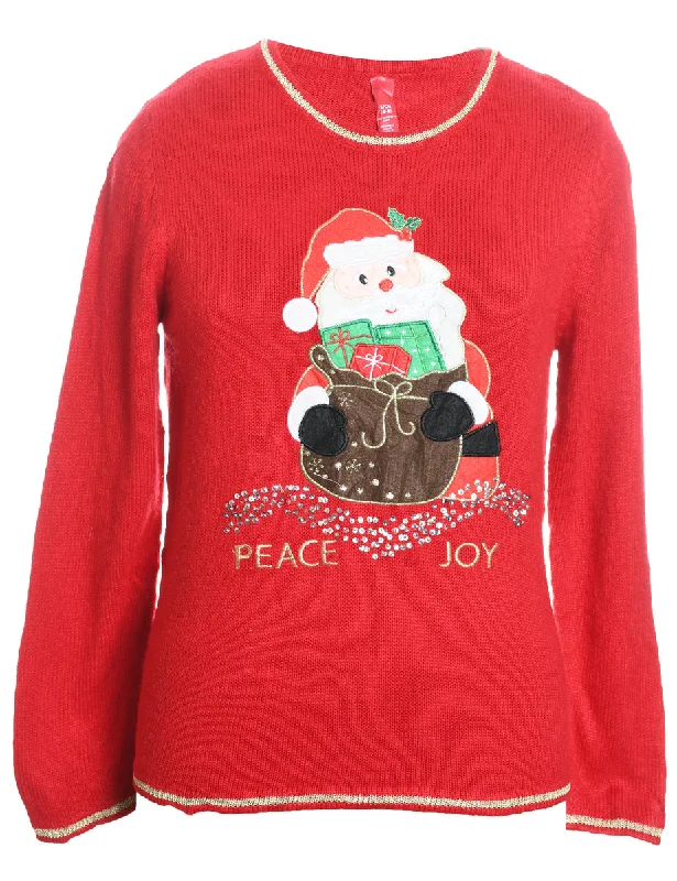 Santa Claus Red Knit Christmas Jumper - S Open Front Closed Front Wrap Front