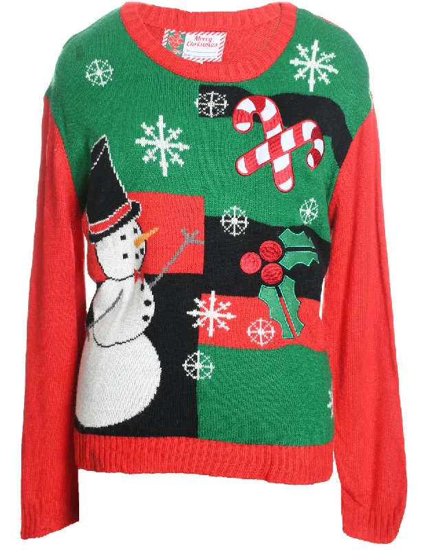 Snowman Christmas Jumper - L Thin Thick Dense