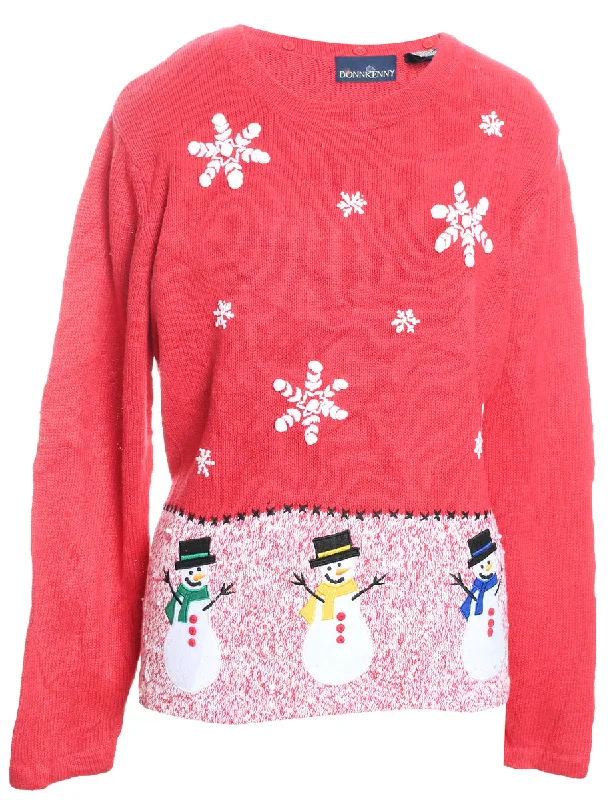 Snowman Christmas Jumper - L Bright Pastel Dark