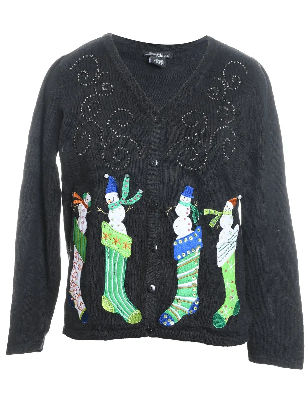 Snowman Christmas Jumper - M Mesh Fabric Canvas Fabric Denim Fabric