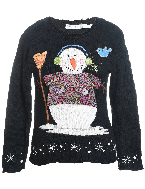 Snowman Christmas Jumper - M Fitted Slim Tailored