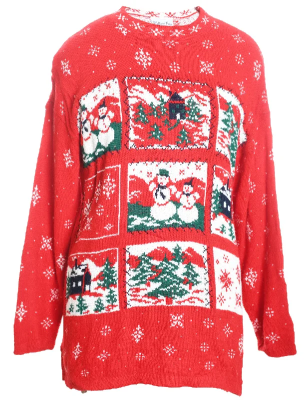 Snowman Christmas Jumper - M Terry Terry Cloth Terry Knit
