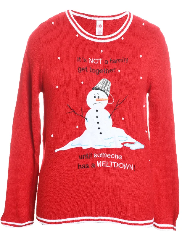 Snowman Christmas Jumper - M Elasticated Padded Insulated