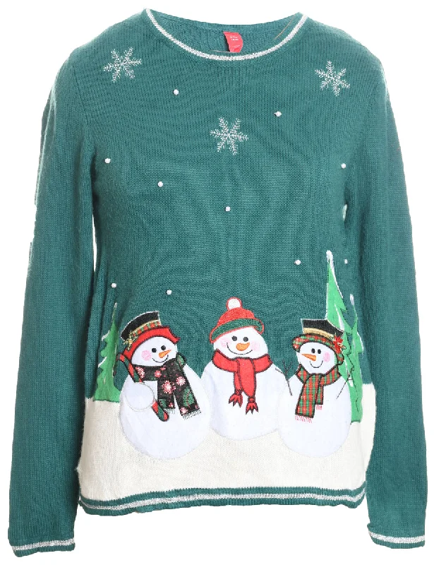 Snowman Christmas Jumper - S Iron Safe Non-Iron Wrinkle Free