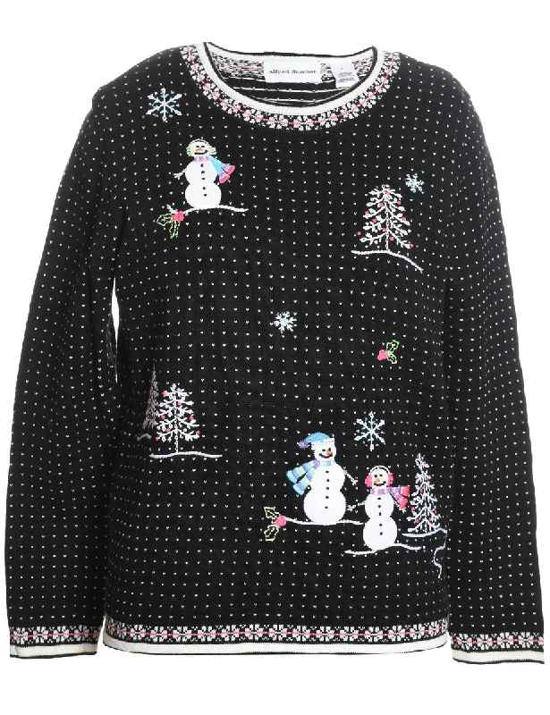 Snowman Christmas Jumper - S Bright Pastel Dark