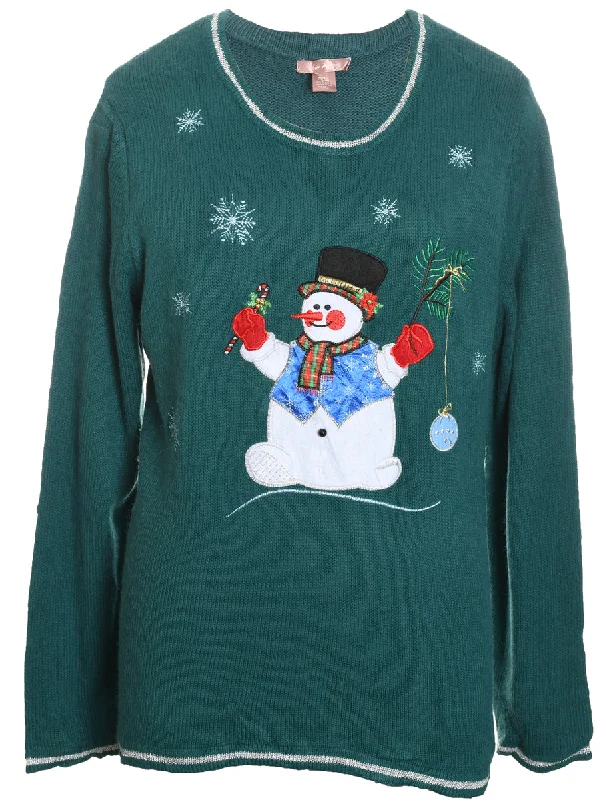 Snowman Christmas Jumper - XL Cotton Fabric Linen Fabric Terry Fabric