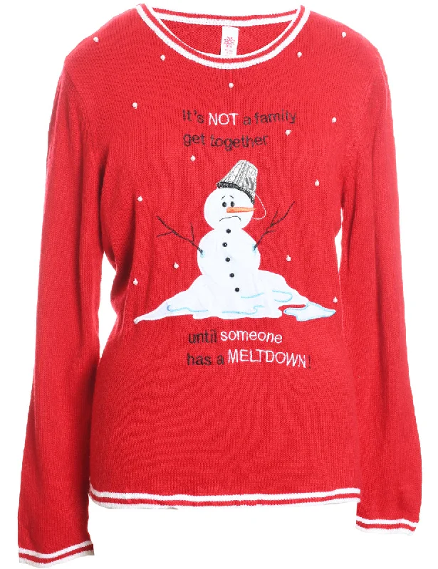 Snowman Christmas Jumper - XL Collared Crew Neck Turtle Neck