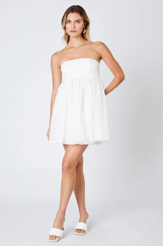 Strapless White Lace Dress
