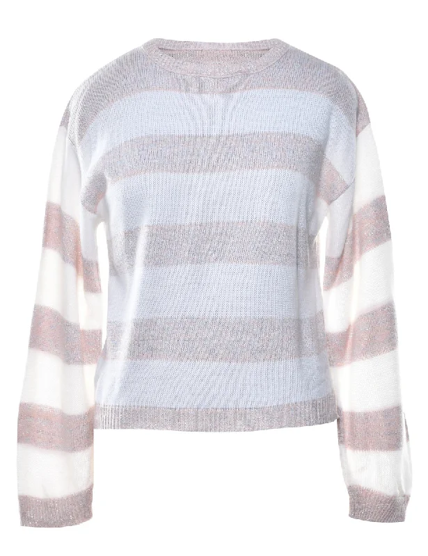 Striped Jumper - M Wool Fabric Cashmere Fabric Tweed Fabric