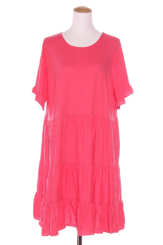 STUDIO CURVE - Watermelon pink linen blend dress! 16