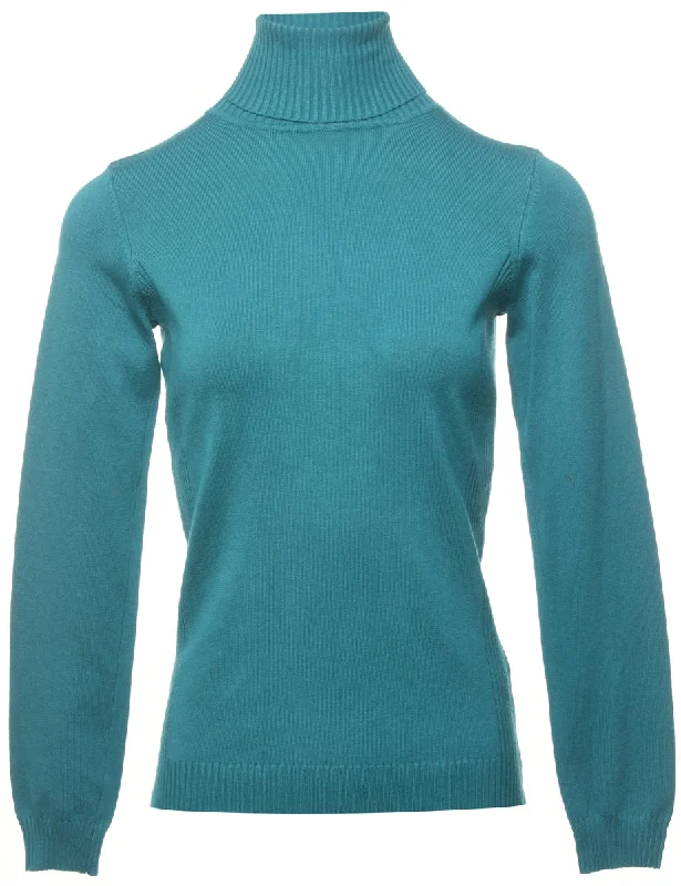 Teal Turtleneck Jumper - M Elasticated Padded Insulated