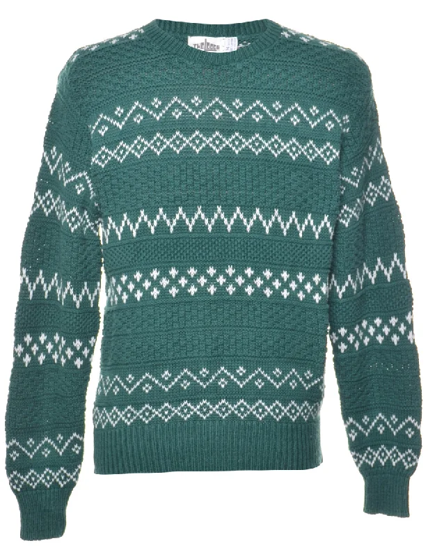 Turquoise Jumper - M Solid Print Embellished