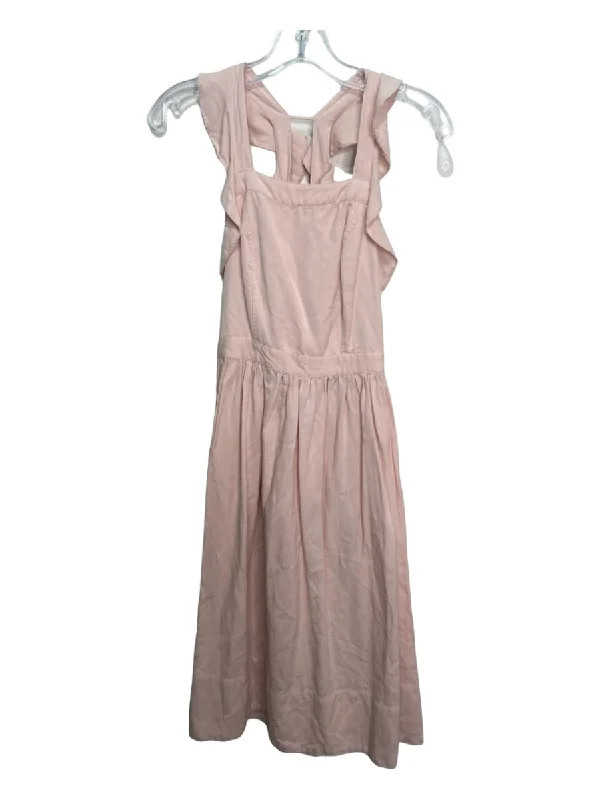 Ulla Johnson Size 2 Pale Pink Tencel Blend Square Neck Criss Cross Back Dress