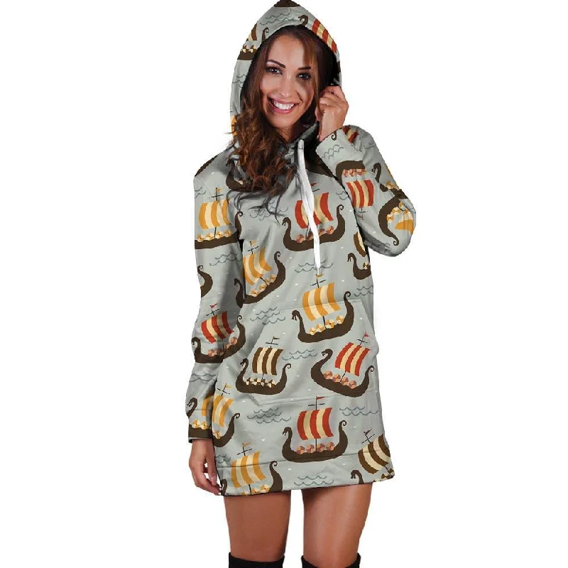 Viking Drakkar Ship Hoodie Dress
