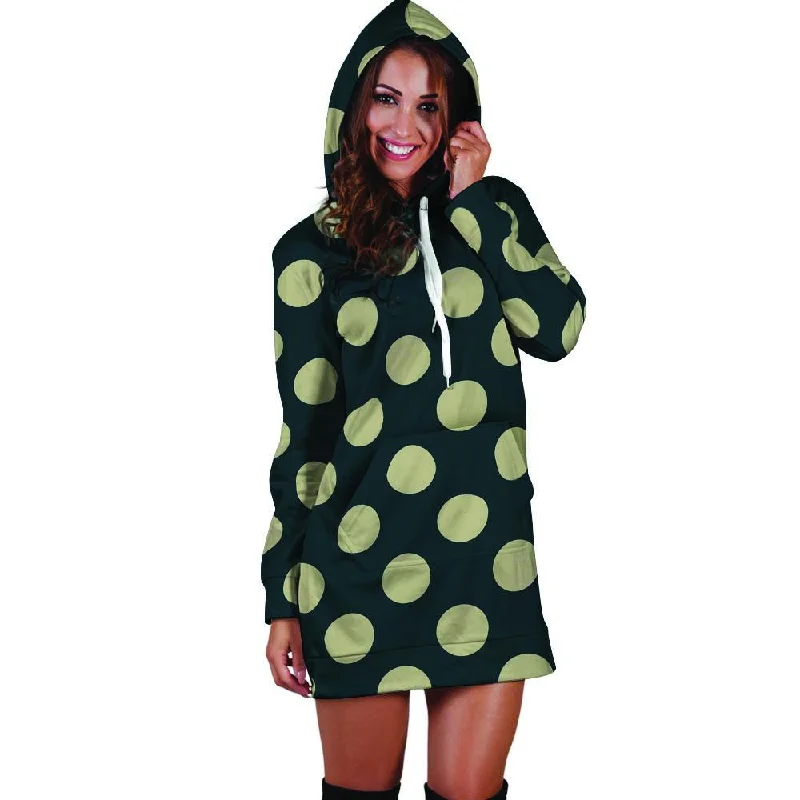 Vintage Black Polka Dot Hoodie Dress