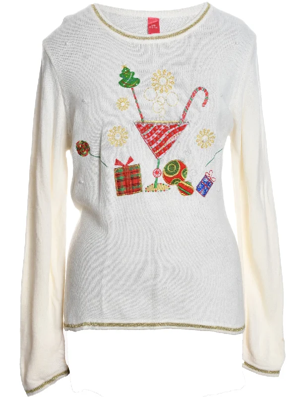 White Christmas Jumper - L Bright Pastel Dark
