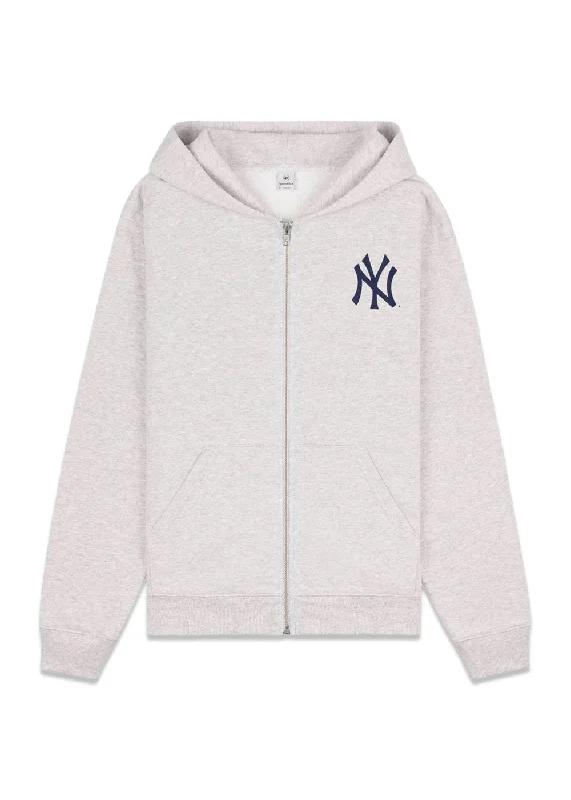 Yankees Serif Zip Hoodie - Heather Gray Hoodie with Illustration Artistic Creative