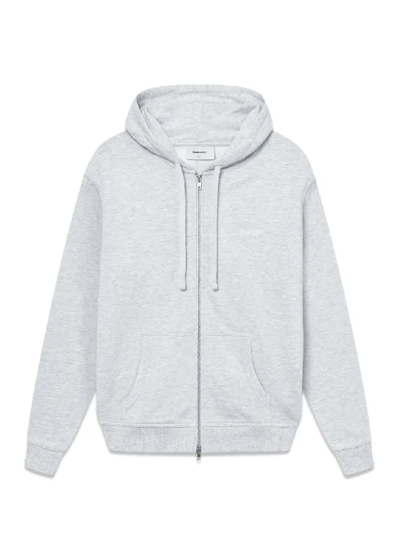 CLASSIC ZIP HOODIE - Cloudy Grey Hoodie with Hem Ribbing Snug Secure