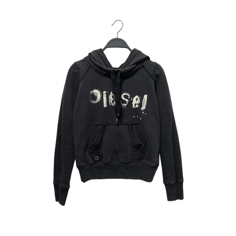 DIESEL/Hoodie/XS/Cotton/BLK/Black Hoodie Hoodie with Set-In Sleeves Structured Classic