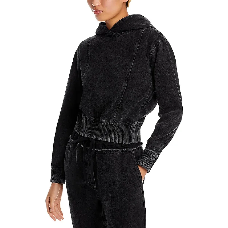 3.1 Phillip Lim Womens Cozy Long Sleeve Hoodie Hoodie with Metallic Shiny Futuristic