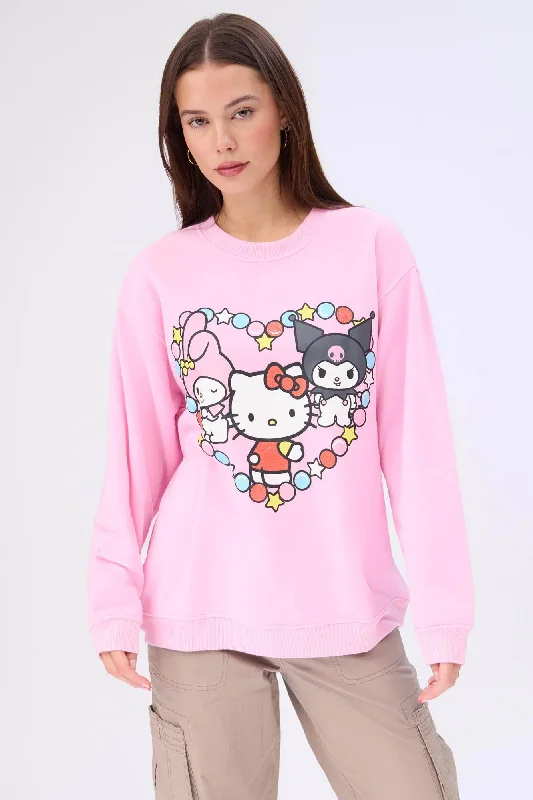 Hello Kitty And Friends Graphic Crew Neck Sweatshirt Hoodie with Strings Custom Fit Adjustable Hello Kitty And Friends Graphic Crew Neck Sweatshirt Hoodie with Strings Custom Fit Adjustable