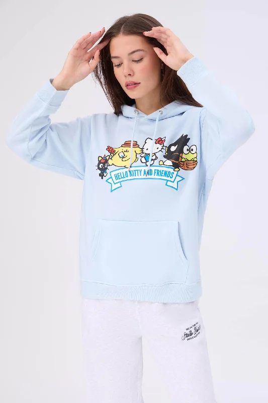 Hello Kitty And Friends Graphic Hoodie Hoodie with Hem Frayed Vintage Worn