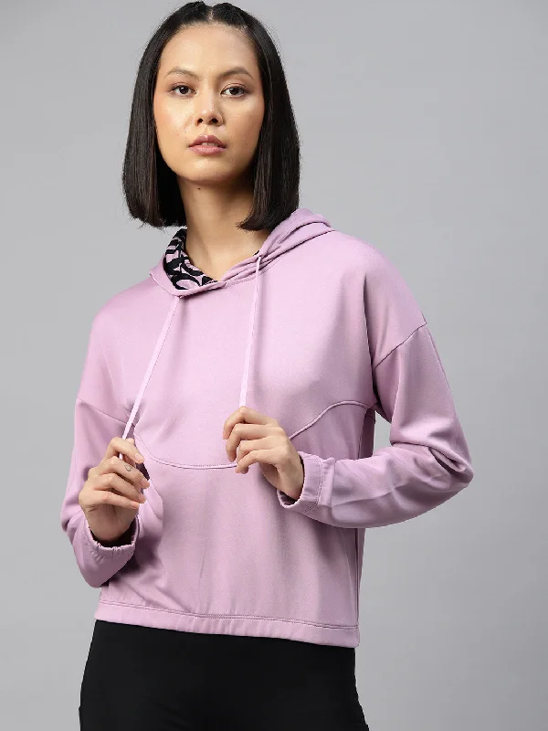 Alcis Women Anti-Static & DryTech Printed Hooded Sweatshirt Oversized Hoodie Comfort Casual