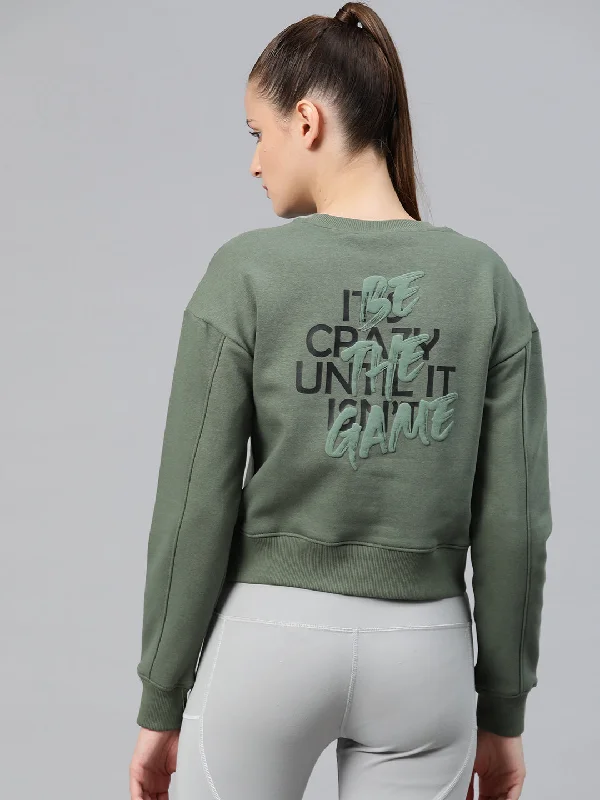 Alcis Women Printed Crop Sweatshirt Hoodie with Zipper Versatile Modern