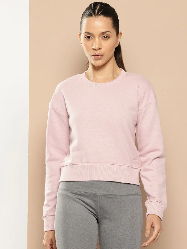 Alcis Women Printed Crop Sweatshirt Hoodie with Set-In Sleeves Structured Classic