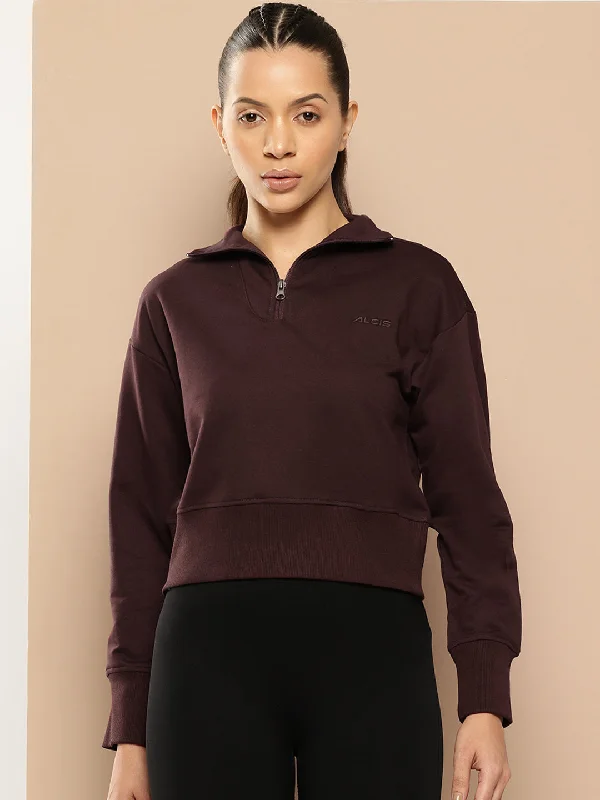 Alcis Women Solid Sweatshirt Hoodie with Raw Hem Edgy Unfinished