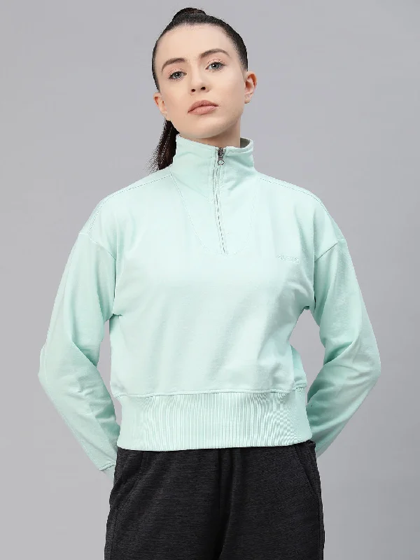 Alcis Women Solid Sweatshirt Hoodie with Zipper Versatile Modern