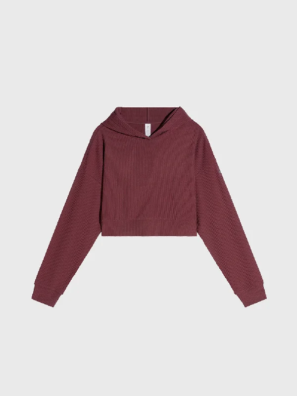 ALO BURGUNDY TRUFFLE MUSE HOODIE Hoodie with Button Placket Classic Preppy