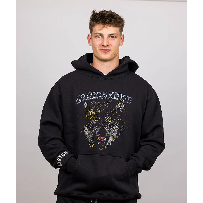 BCLUTCH PREMIUM LION/KEEP GOING BLACK HOODIE Hoodie with Ribbed Neckline Snug Warm