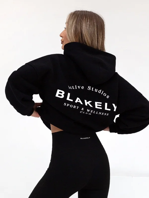 Active Studios Oversized Hoodie - Black Hoodie with Velcro Closure Adjustable Secure