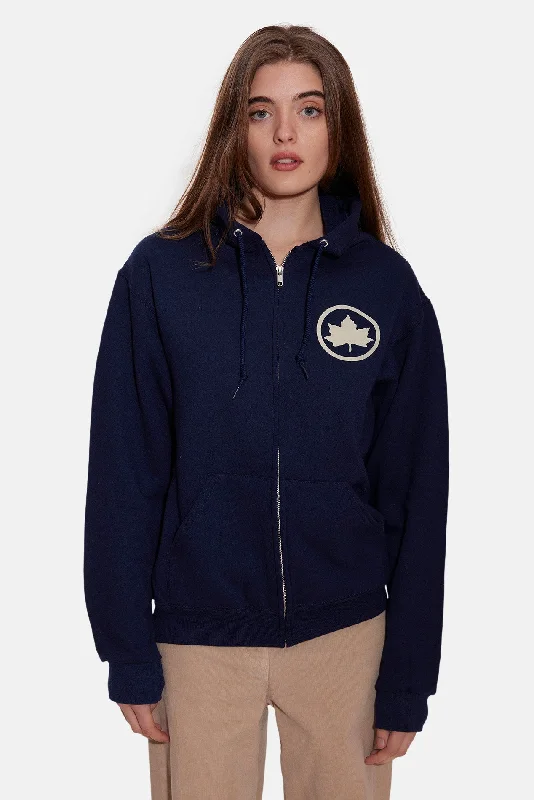 Bleecker Playground Zip Hoodie Navy/Cream Hoodie with Distressed Vintage Worn