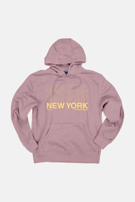 New York or Nothing Hoodie Dusty Pink/Yellow Hoodie with Hidden Zipper Minimalist Clean
