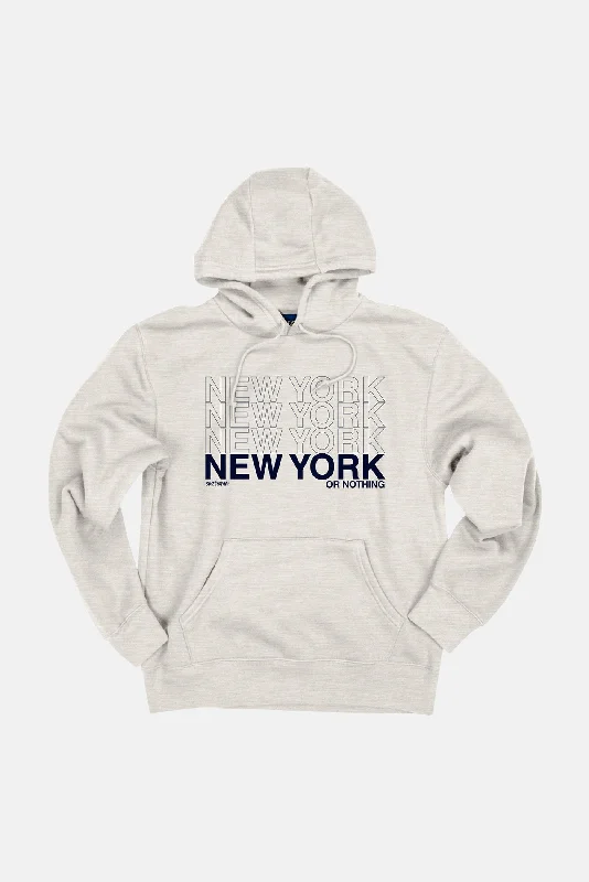 NEW YORK or NOTHING Hoodie Oatmeal/Navy Hoodie with Typography Text Message