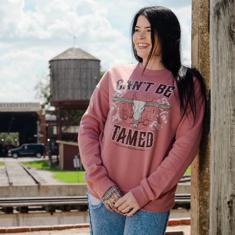 Can't Be Tamed Drop Shoulder Sweatshirt - Mauve Hoodie with Slim Fit Tailored Modern