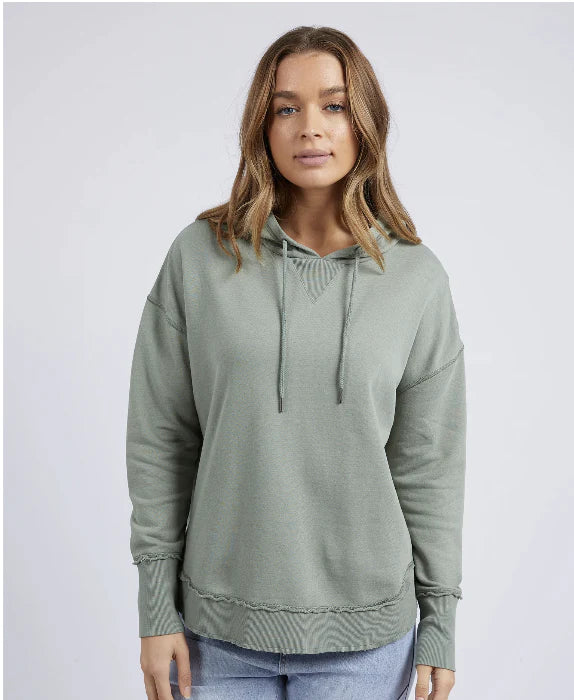 FOXWOOD SIGRID HOODY SAGE GREEN Hoodie with Rolled Sleeves Casual Relaxed