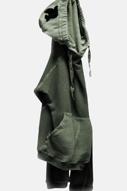 FreeCity SuperYumm Oversized Big Hoodie Bag Green Hoodie with Hem Contrast Bold Stylish