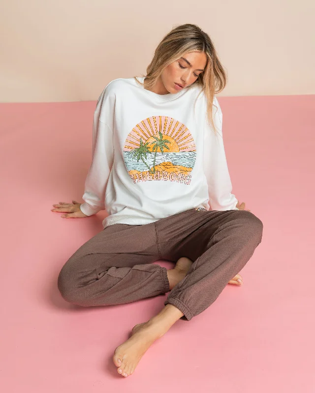 Island Life Crew Sweatshirt - Salt Crystal Hoodie with Drop Shoulder Relaxed Streetwear