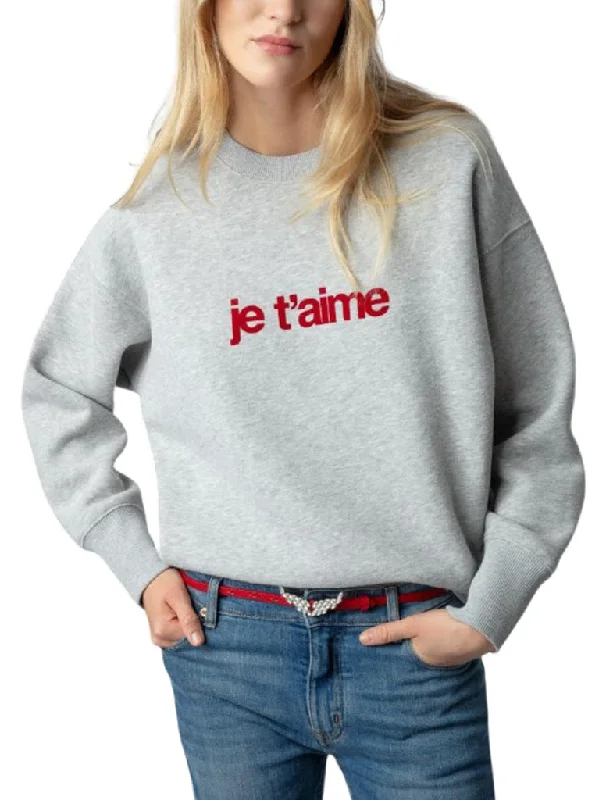 Je Taime Flocked Sweatshirt - ZADIG & VOLTAIRE Hoodie with Lining Warm Insulated