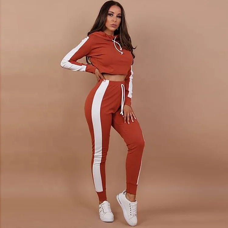 Ladies Work Out Crop Hoodie Joggers Set with Gym Suit - 3-Piece Ladies Tracksuit Set Hoodie with Turtle Neck Cozy Winter