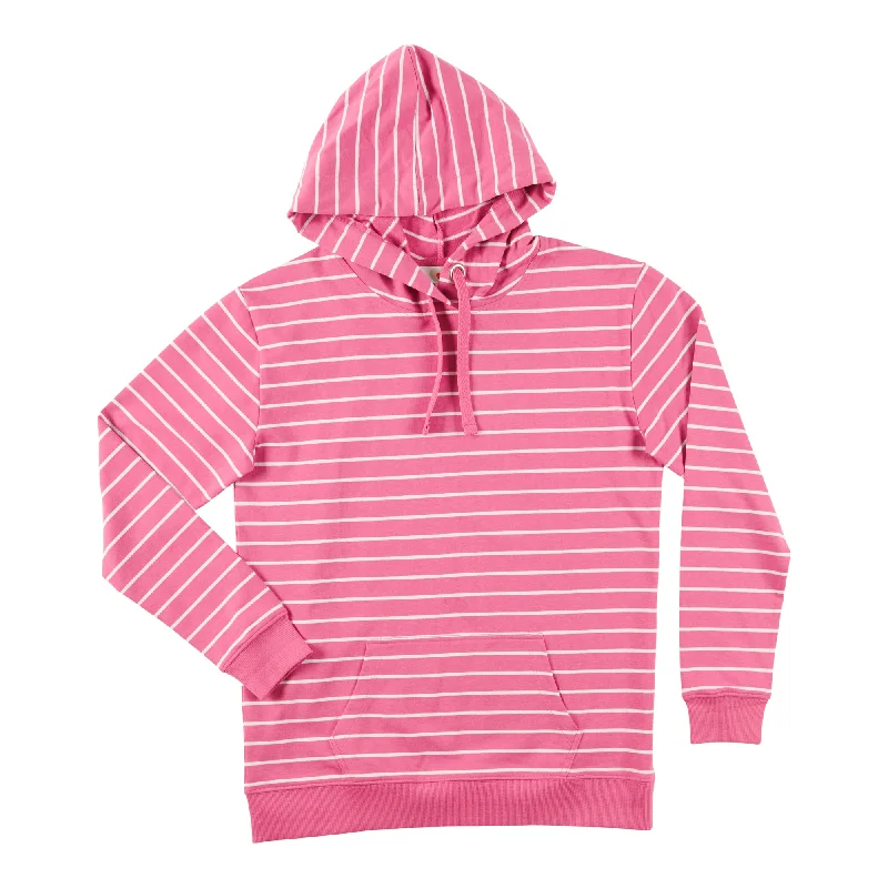 mySTYLE Women's Striped Pop-Over Hoodie Hoodie with Button Classic Timeless